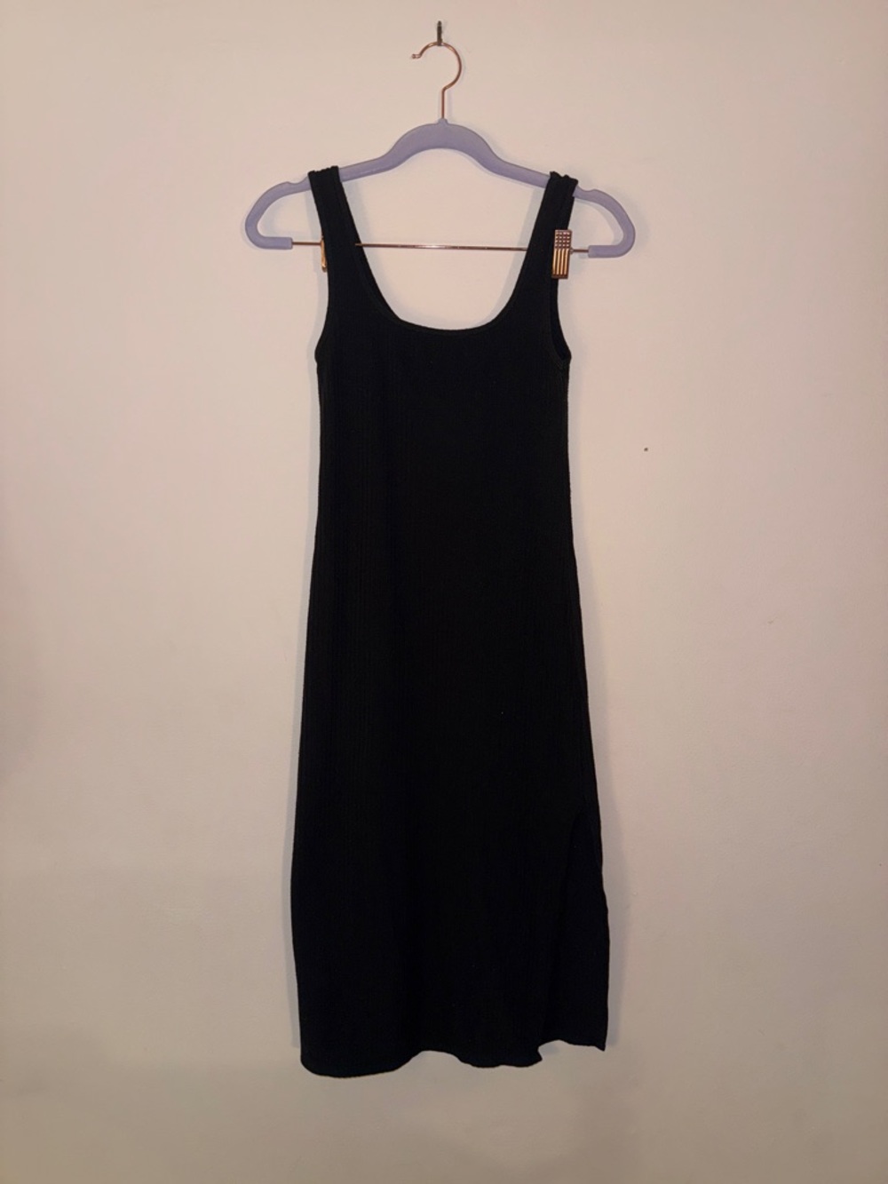 Abercrombie & Fitch Black Ribbed Midi Tank Dress